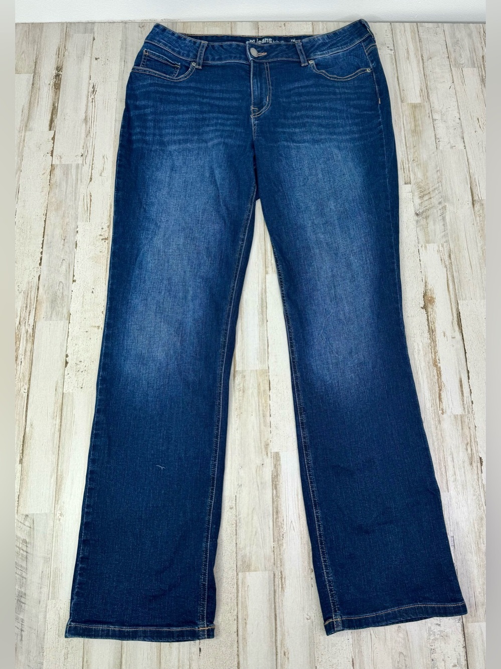M Jeans by Maurices Womens 14W Long Mid Rise Straight Denim Blue Jeans